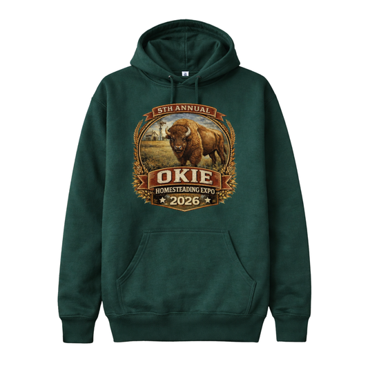 Okie Homesteading Expo 2026 Hoodie (Forest Green)